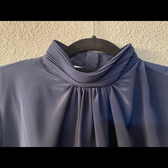Retro Satin Mock Neck Blouse - Picture 3 of 8